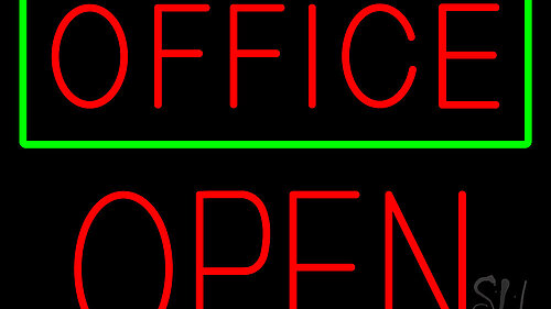 neon office open sign